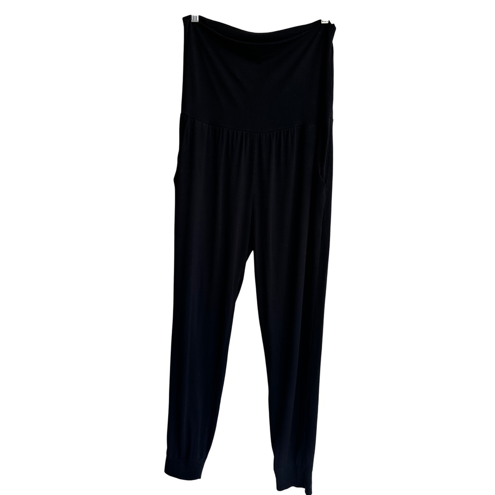 Hatch Maternity Joggers Black High Waist Over the Belly Tapered Pants Size Small